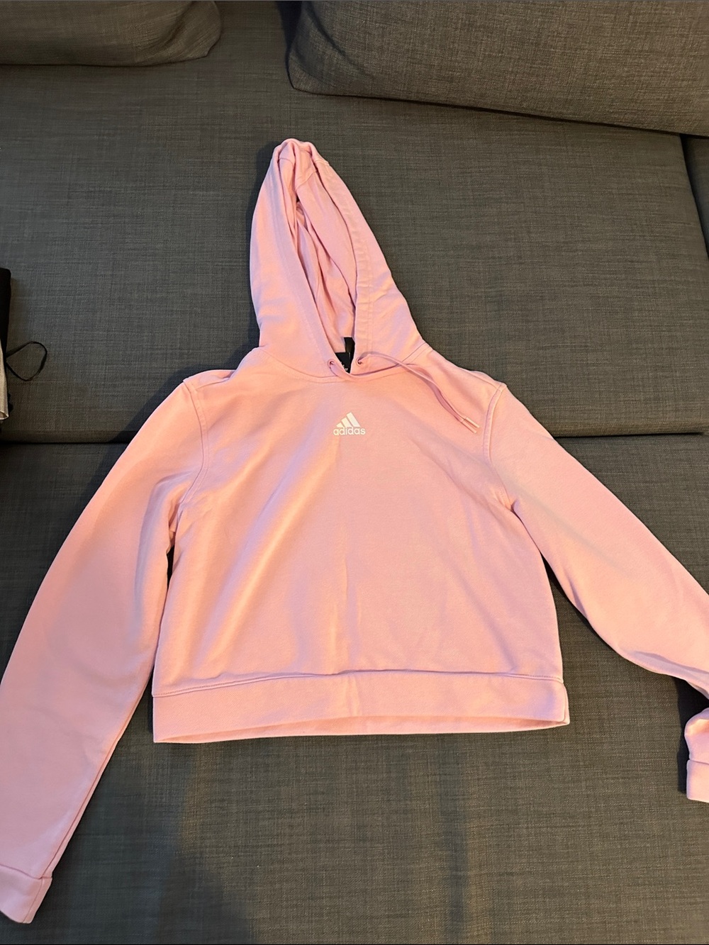 adidas Pink Cropped Hooded Sweatshirt